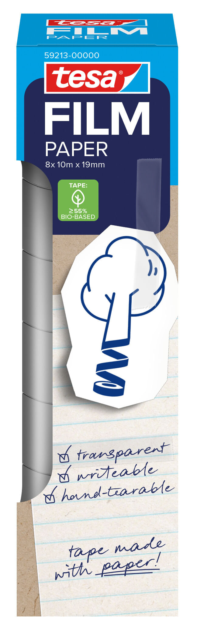 Banda adeziva 19 mm x 10m Tesafilm Hartie transp 8/set 592