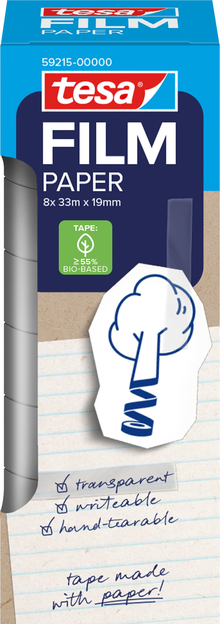 Banda adeziva transparenta hartie 19 mm x 33m 8 buc/set