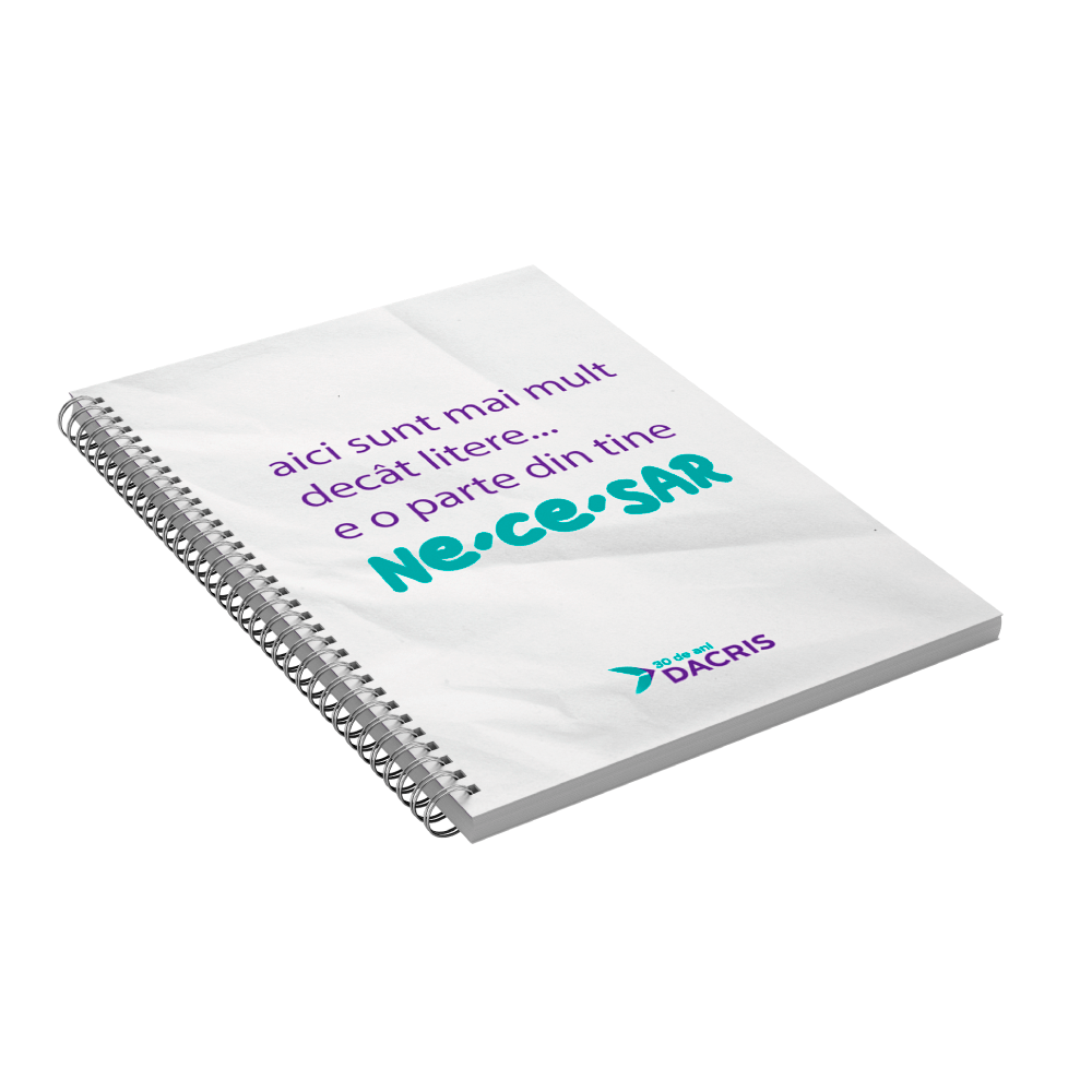 Caiet cu spira A5  50 file, copert color, tipar fa/verso