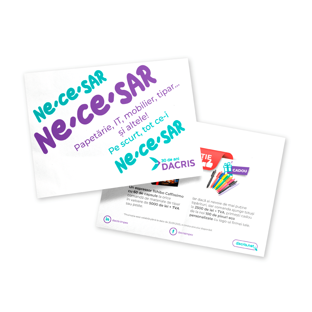 Flyer A6 fa  tipar policromie, carton DCM 150 g/mp