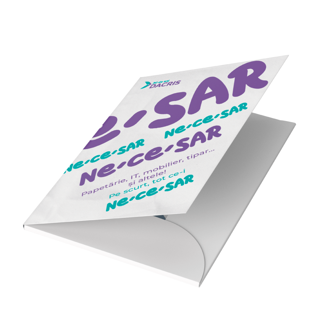 Mapa standard  format nchis 218  307 mm, carton DCM 350 g/mp, tipar policromie i plastifiere fa