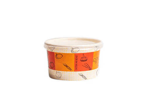 Bol  carton Orange Soup cu capac transparent 460mL 25/set