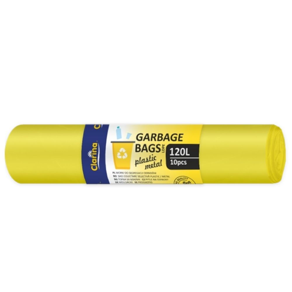 Saci menajeri Clarina 120L LDPE 10 buc/rola culori diverse galbeni