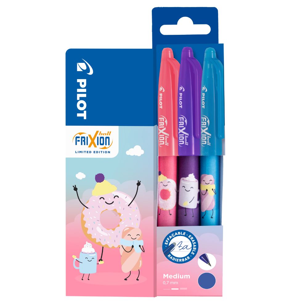 Set Pilot Frixion Ball Fancy 0.7 mm 3 rollere - roz, bleu si violet