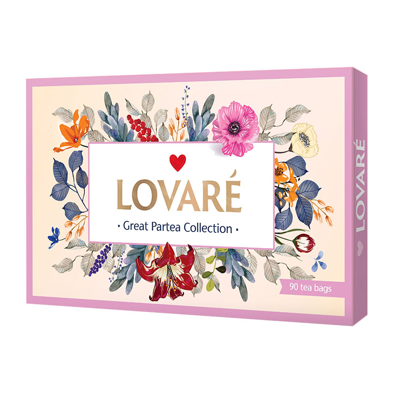 Colectie ceai Lovare Great Party asortat 90 plicuri 18 arome 155 g