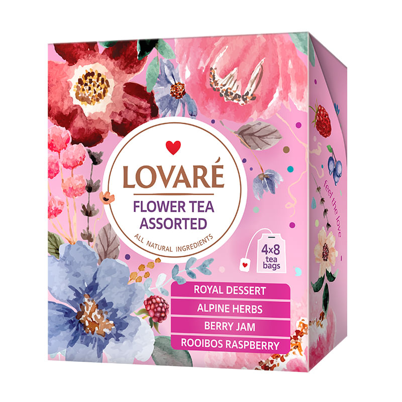 Colectie ceai Lovare Flower asortat 32 plicuri 4 arome 48 g