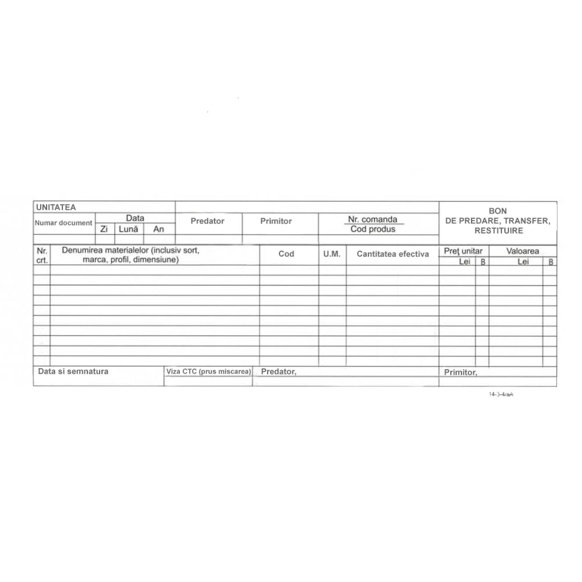 Bon transfer carnet A5 cu coperta 100 file cusute