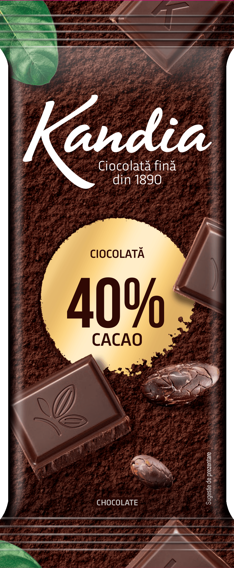 Ciocolata neagra Kandia 40% cacao 80 g