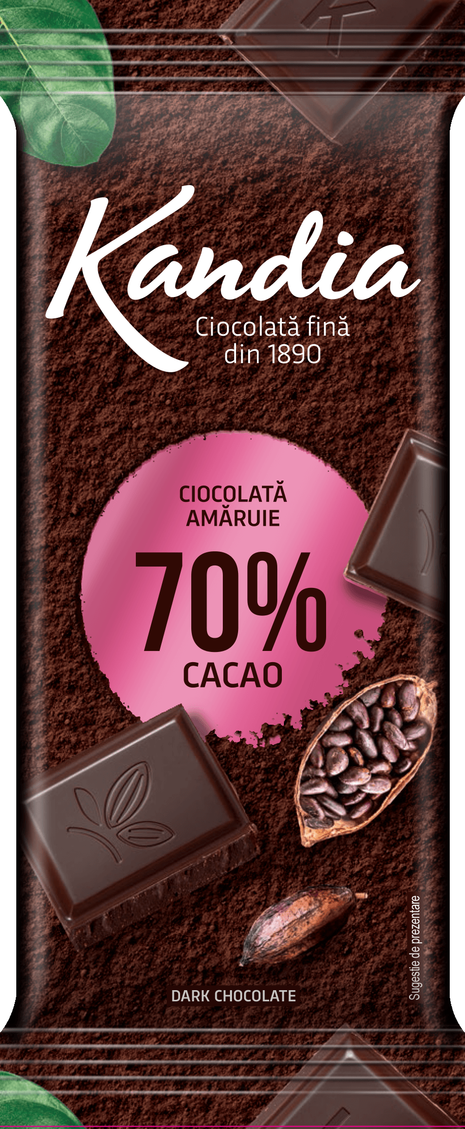 Ciocolata neagra Kandia 70% cacao 80g