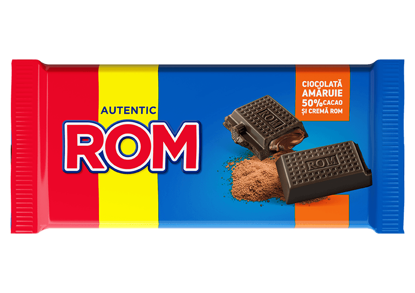 Ciocolata neagra Rom cu 50% cacao 88 g