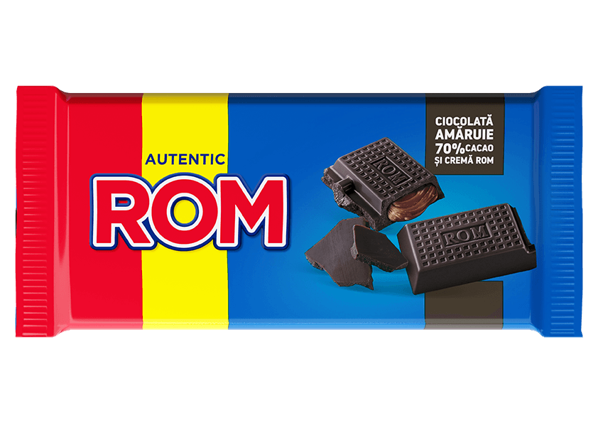 Ciocolata neagra Rom cu 70% cacao 88 g