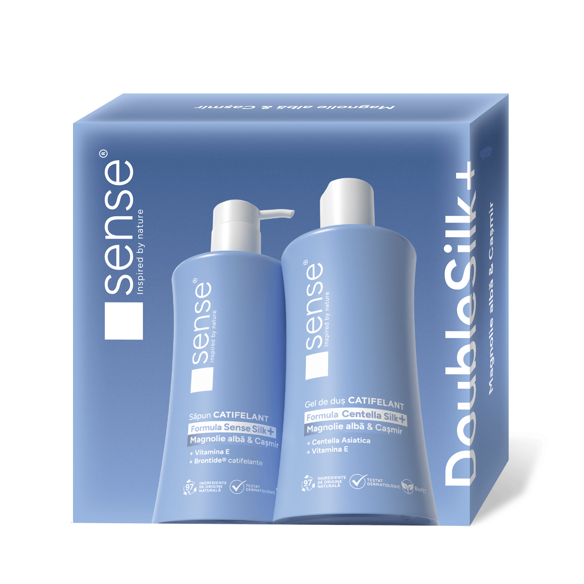 Set cadou DoubleSilk Magnolie Alba & Casmir 330ml sapun si gel de dus