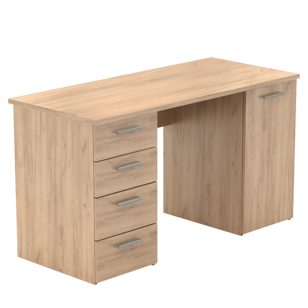 Birou cu dulap și sertare din DTD laminat stejar artisan 137x60x76.3 cm