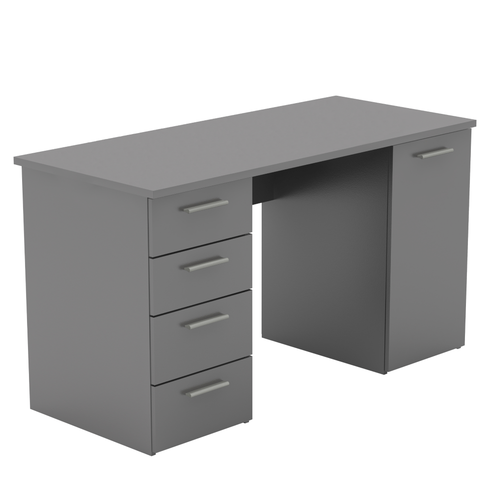 Birou cu dulap și sertare din DTD laminat gri antracit 137x60x76,3 cm