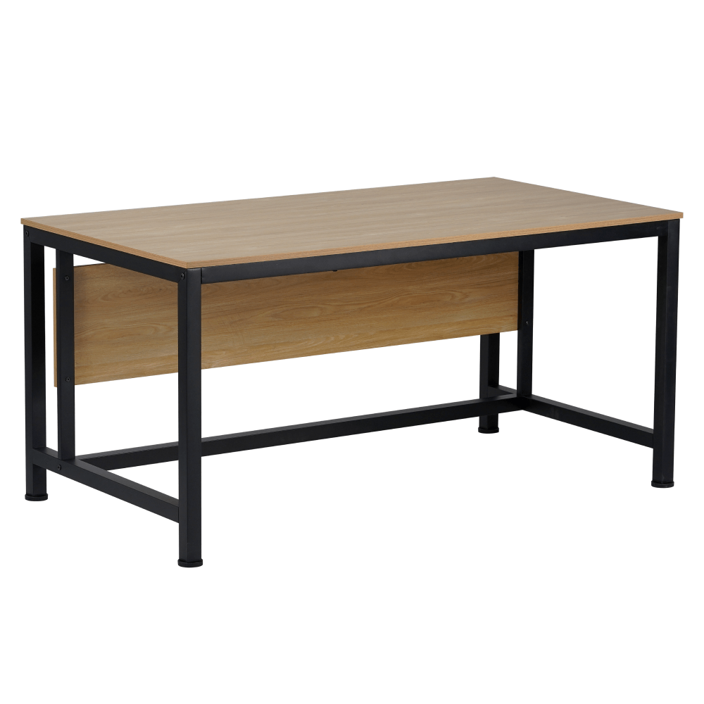 Birou cu blat MDF laminat stejar și picioare metalice negre 120x80x72 cm