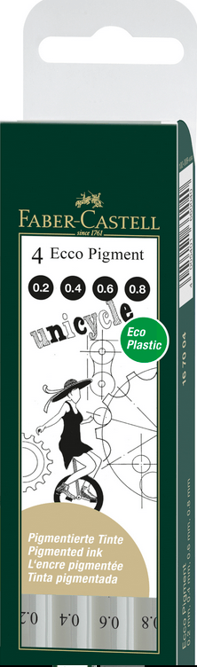 Liner Faber Castell Eco Pigment negru 4 bucati/set