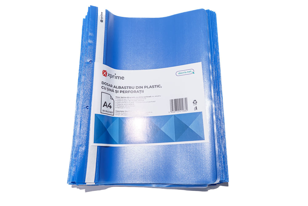 Dosar cu sina Xprime A4 plastic diverse culori 50 bucati/set albastru