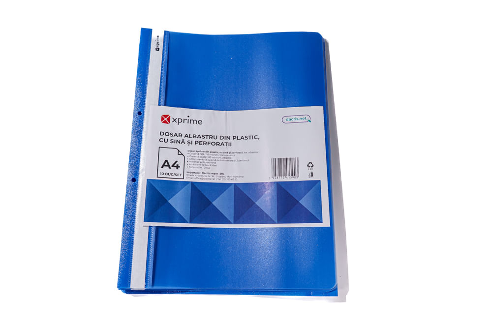 Dosar cu sina Xprime A4 plastic diverse culori 10 bucati/set albastru