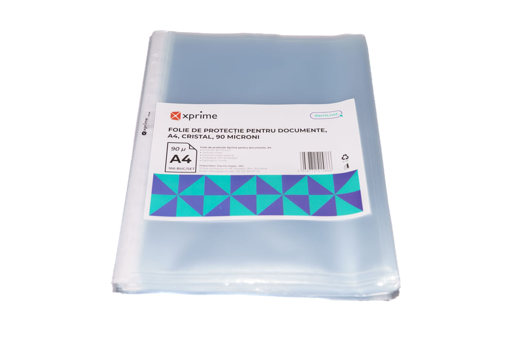 Folie protectie documente A4 XPrime cristal 90 microni 100 bucati/set