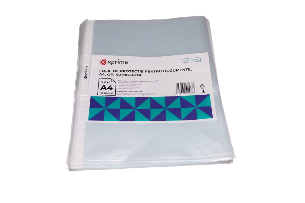 Folie protectie documente A4 XPrime OP 40 microni 100 bucati/set
