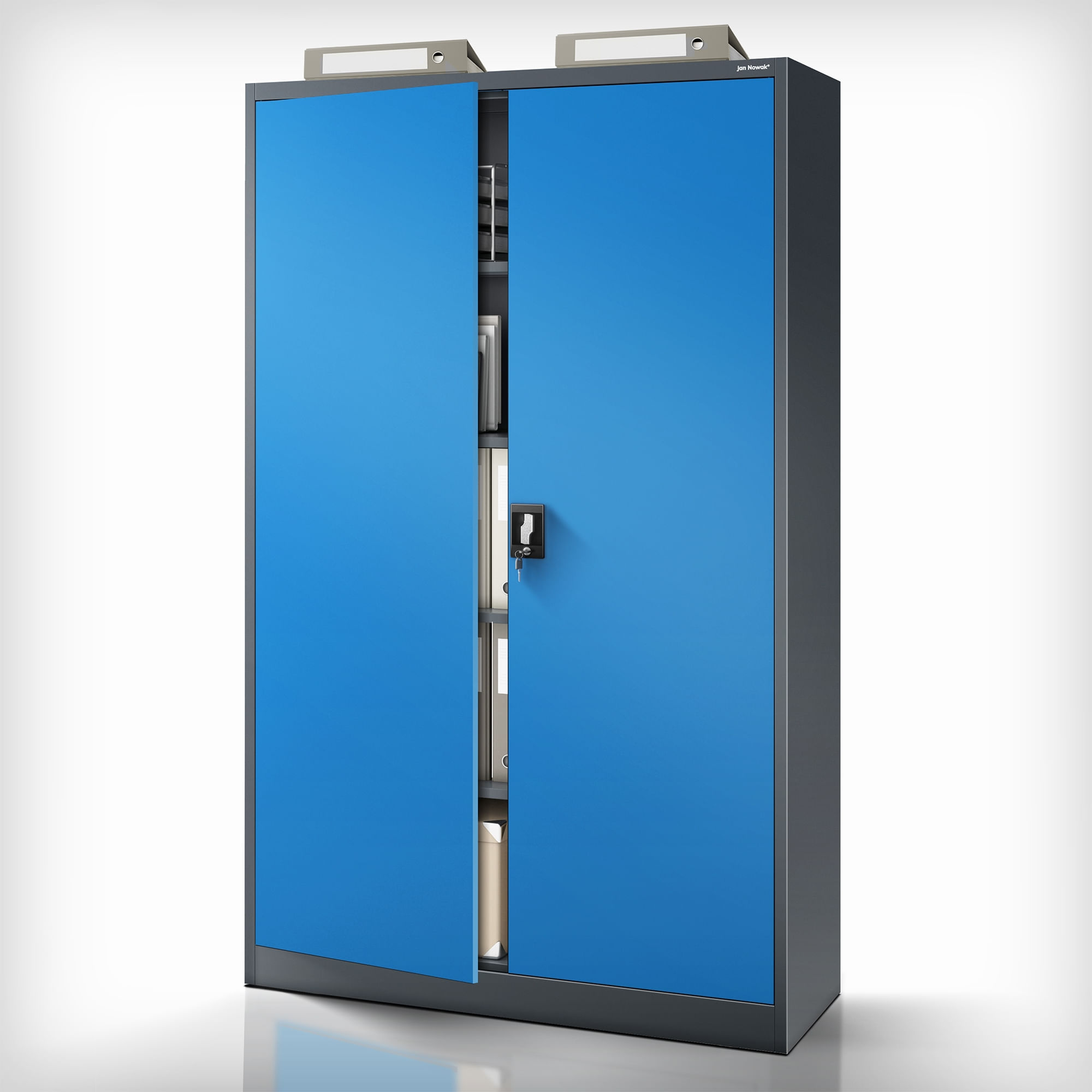 Dulap metalic cu incuietoare JAN II, 1150 x 1850 x 400 mm, albastru-antracit Dulap metalic cu încuietoare JAN II, 1150 x 1850 x 400 mm, albastru-antracit