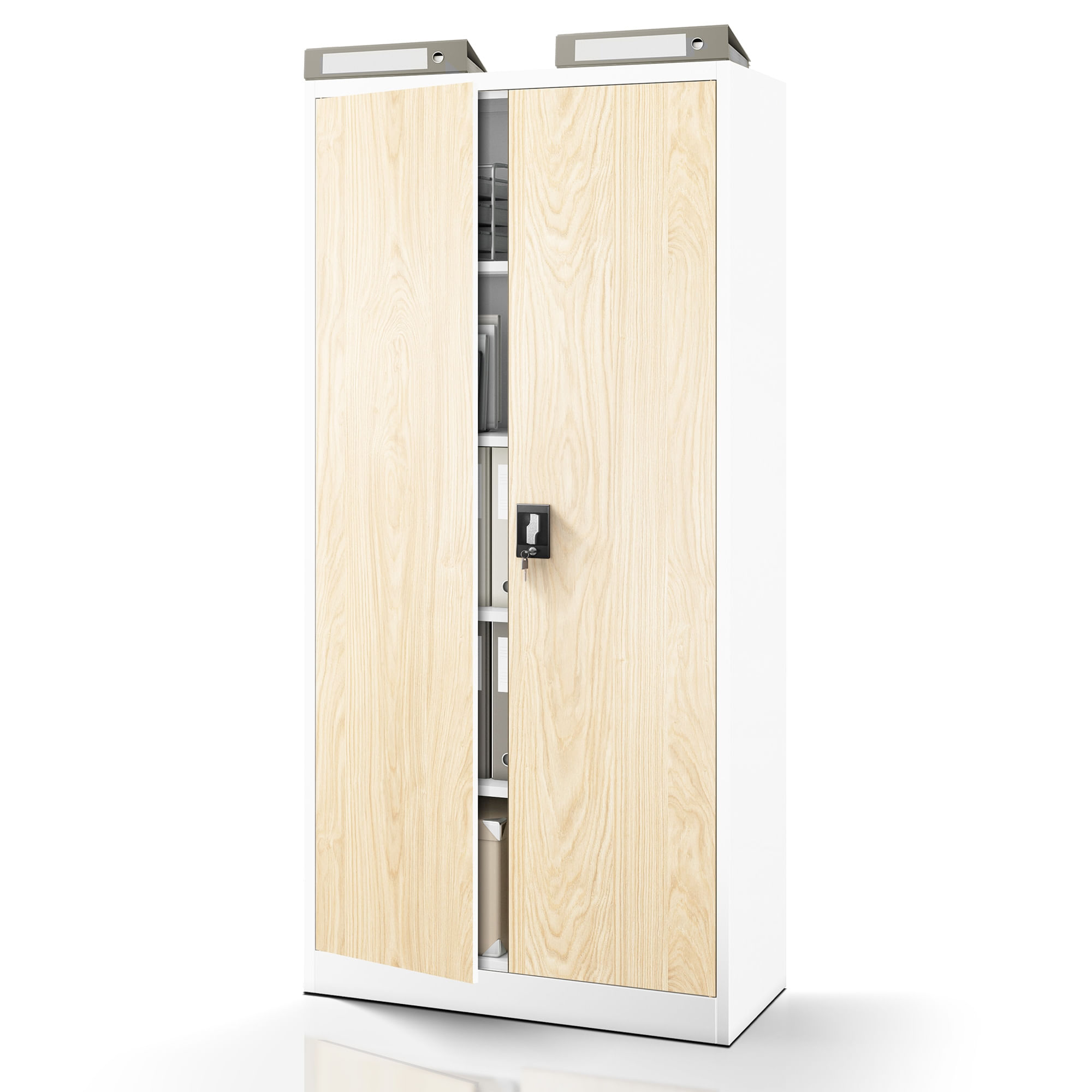 Dulap metalic cu incuietoare JAN, 900 x 1850 x 400 mm, Eco Design: alb-stejar sonoma Dulap metalic cu încuietoare JAN, 900 x 1850 x 400 mm, Eco Design: alb-stejar sonoma