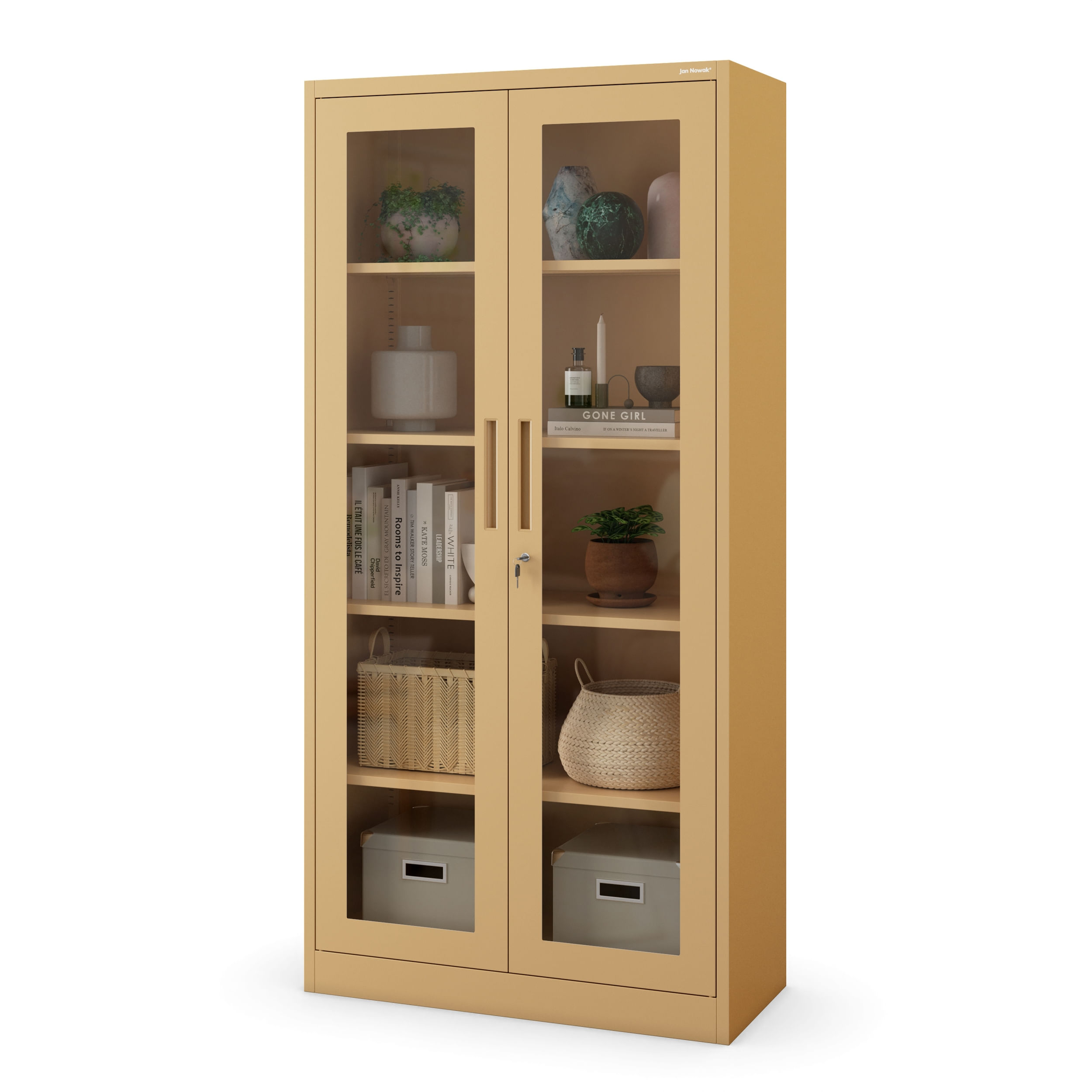 Dulap cu vitrina AMELIA, 900 x 1850 x 400 mm, Fresh Style: bej Dulap cu vitrină AMELIA, 900 x 1850 x 400 mm, Fresh Style: bej
