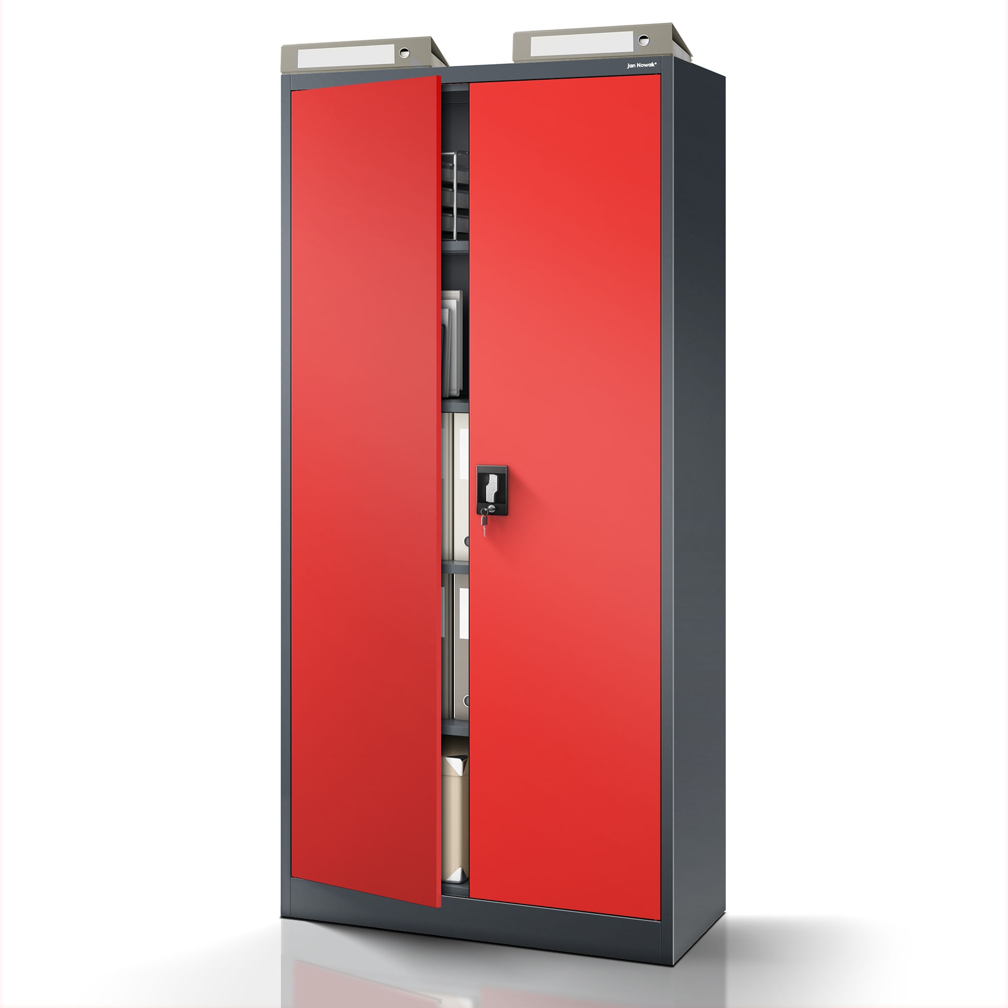Dulap metalic cu incuietoare JAN, 900 x 1850 x 400 mm, rosu-antracit Dulap metalic cu încuietoare JAN, 900 x 1850 x 400 mm, roșu-antracit