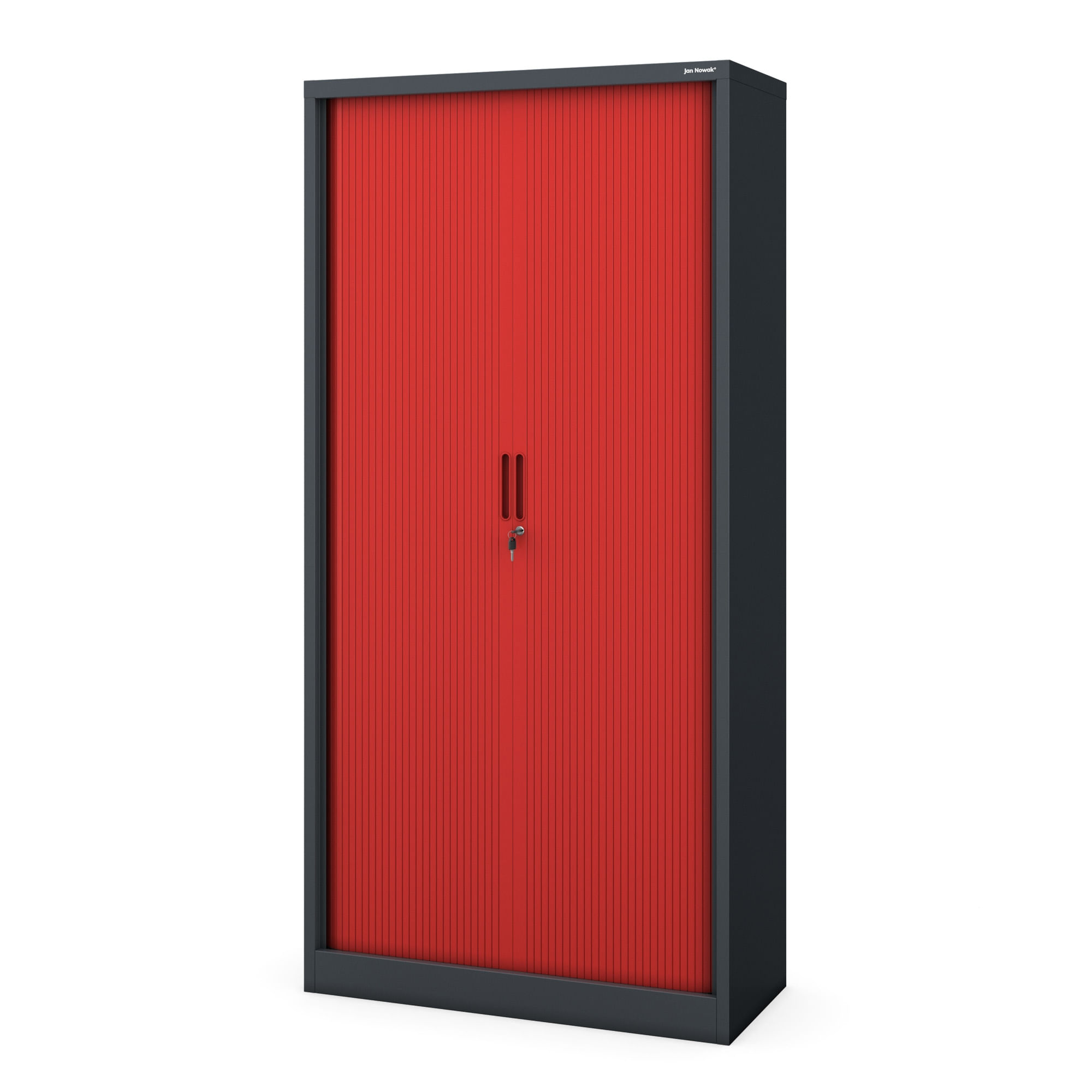Dulap usi glisante metalic DAMIAN, 900 x 1850 x 450 mm, rosu-antracit Dulap de birou pentru documente cu ruletă metalic antracit-roșu, 900x1850x450 mm: DAMIAN
