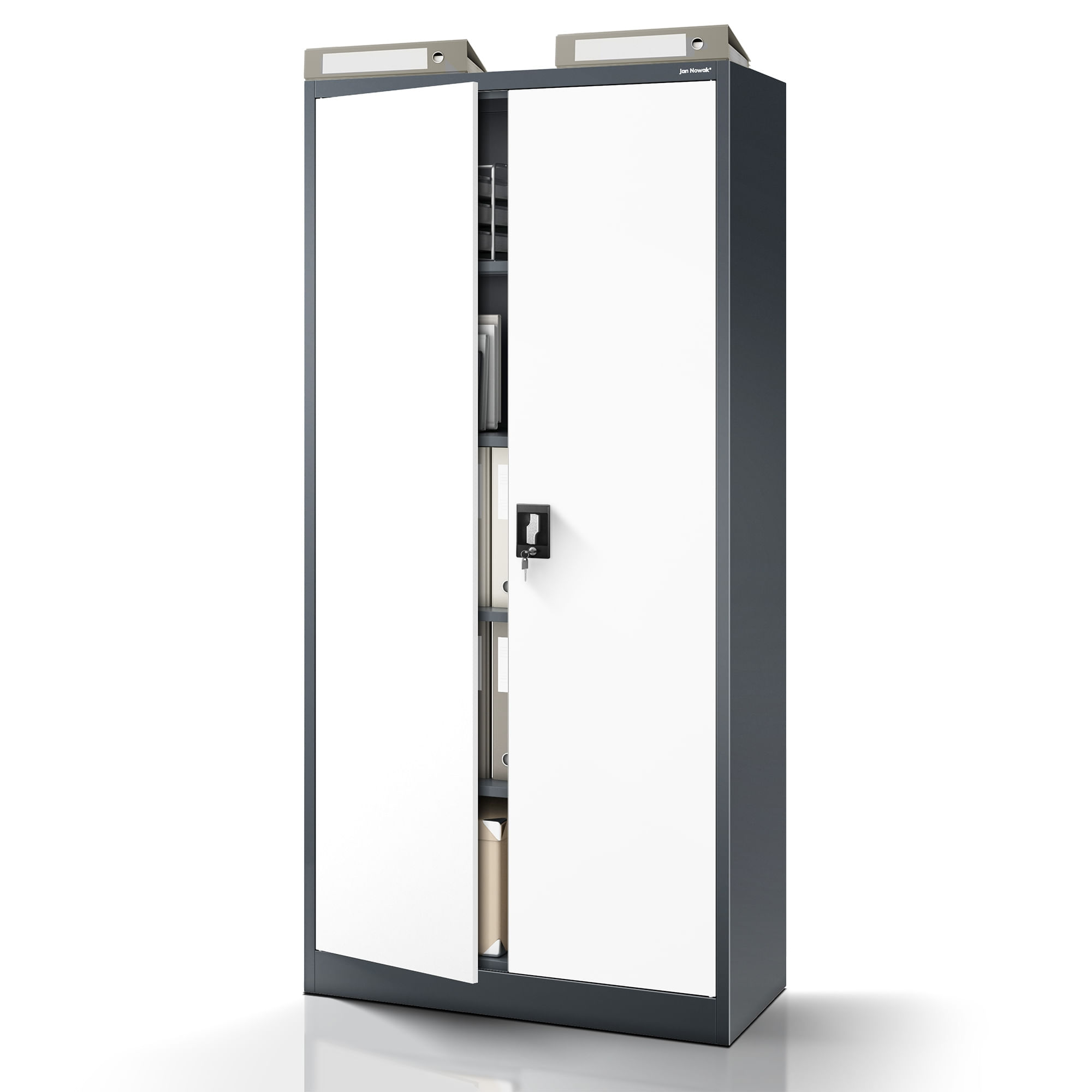 Dulap metalic cu incuietoare JAN H, 900 x 1950 x 400 mm, antracit-alb Dulap metalic cu încuietoare JAN H, 900 x 1950 x 400 mm, antracit-alb
