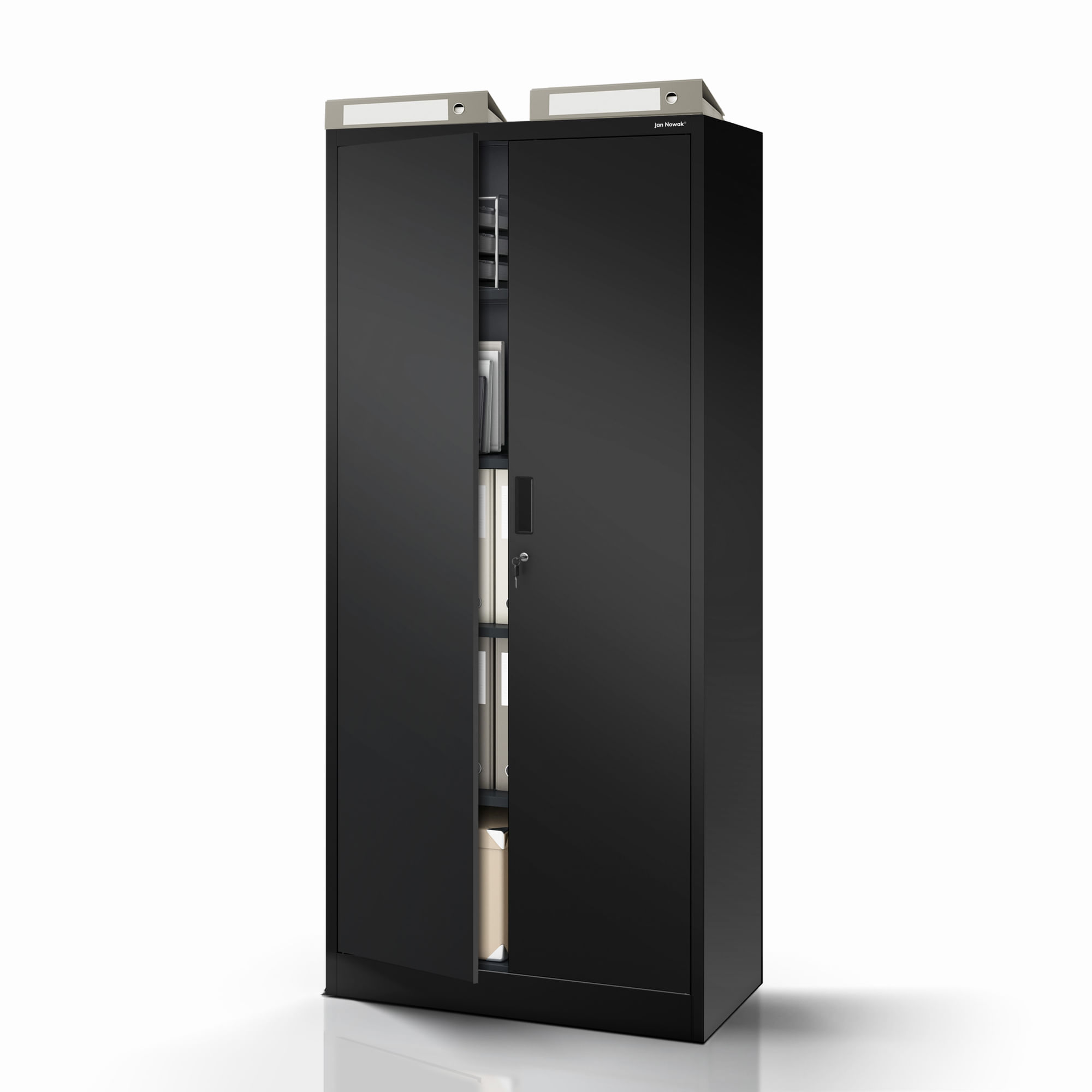 Dulap metalic negru JAN Compact 1750 x 800 x 400 mm Dulap metalic de birou cu 4 rafturi negru, 1750x800x400 mm: JAN Compact