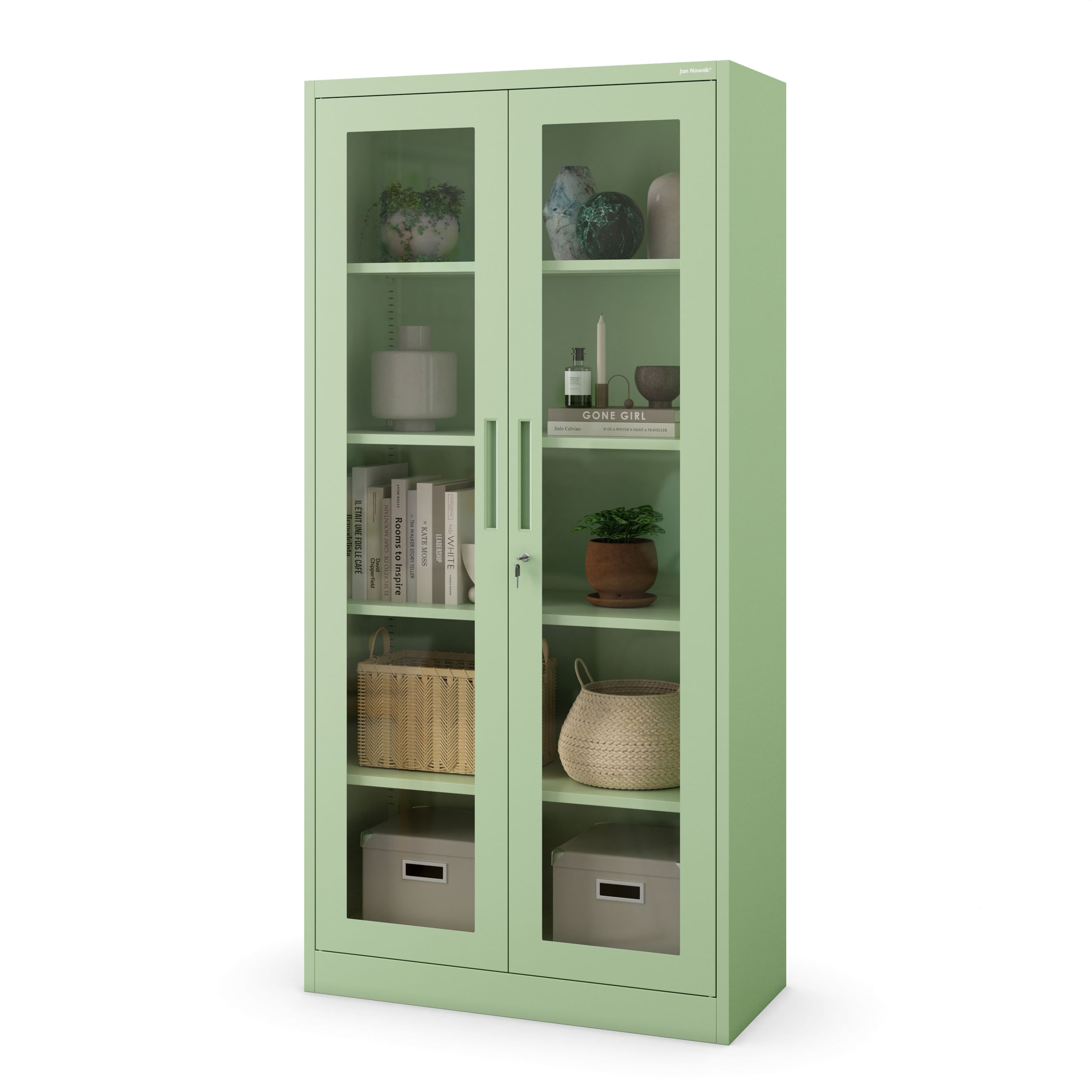 Dulap cu vitrina AMELIA, 900 x 1850 x 400 mm, Fresh Style: verde pastel Dulap cu vitrină AMELIA, 900 x 1850 x 400 mm, Fresh Style: verde pastel