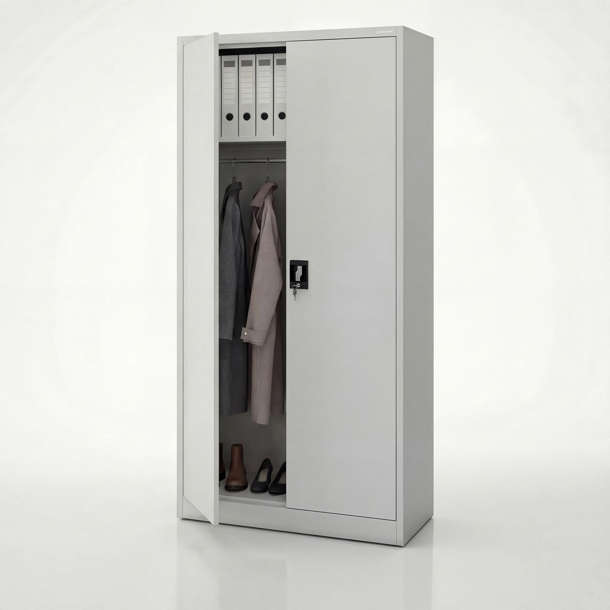 Dulap metalic pentru haine cu rafturi DAWID, 900 x 1850 x 450 mm, gri Dulap de curățenie blocabil gri DAWID 900 x 1850 x 450 mm