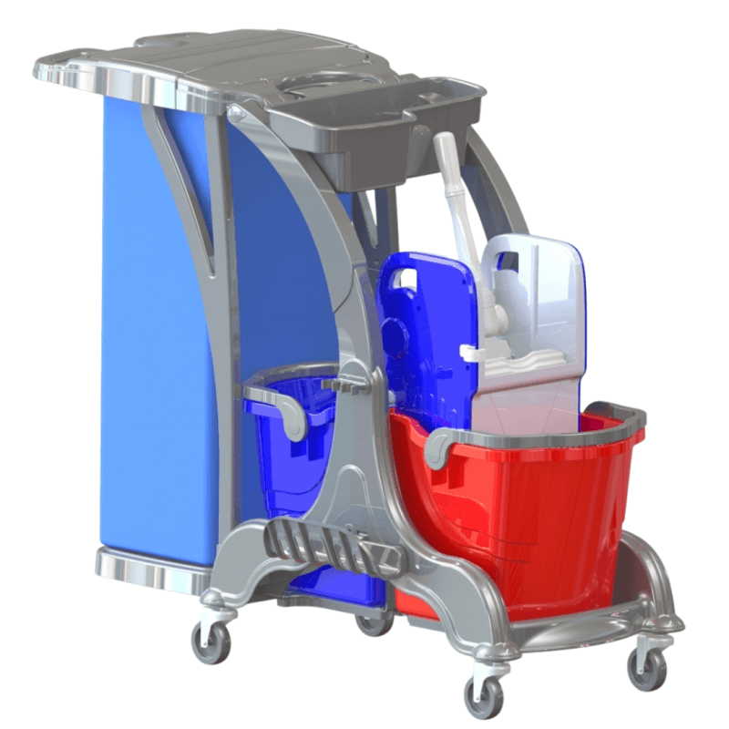 Carucior de curatenie profesional cu sac din PVC - Hercules 2*25 litri Carucior de curatenie profesional cu sac din PVC - Hercules 2*25 litri