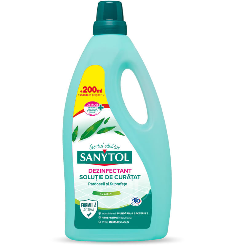 Detergent dezinfectant universal pardoseli si suprafete Sanytol Eucalipt 1200ml Detergent dezinfectant universal pardoseli si suprafete Sanytol Eucalipt 1200ml
