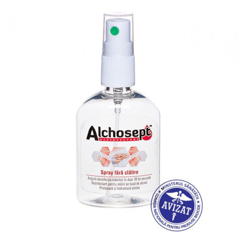 Alchosept 40ml dezinfectant maini tip spray pe baza de alcool 85% virucid biocid Alchosept 40ml dezinfectant maini tip spray pe baza de alcool 85% virucid biocid