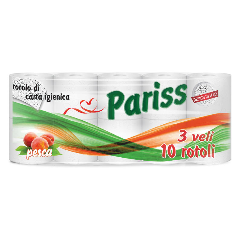 Hartie igienica Pariss 3 straturi miros piersica 10 role/set Hartie igienica Pariss 3 straturi miros piersica 10 role/set