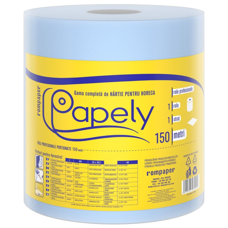 Rola hartie industriala albastra 1 str 150 m Rola hartie industriala albastra 1 str 150 m