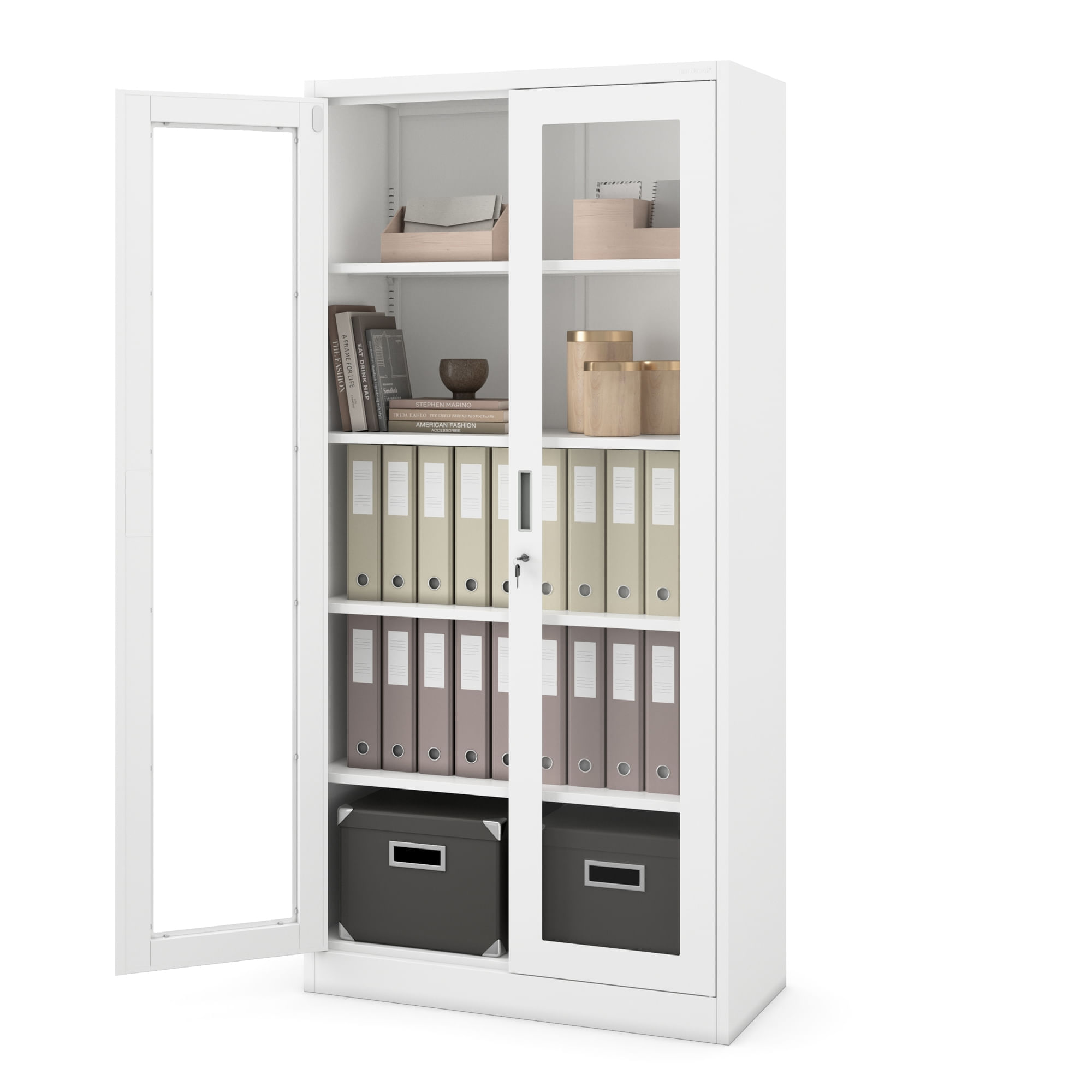 Dulap cu usi din sticla AMELIA, 900 x 1850 x 400 mm, alb Dulap cu uși din sticlă AMELIA, 900 x 1850 x 400 mm, alb