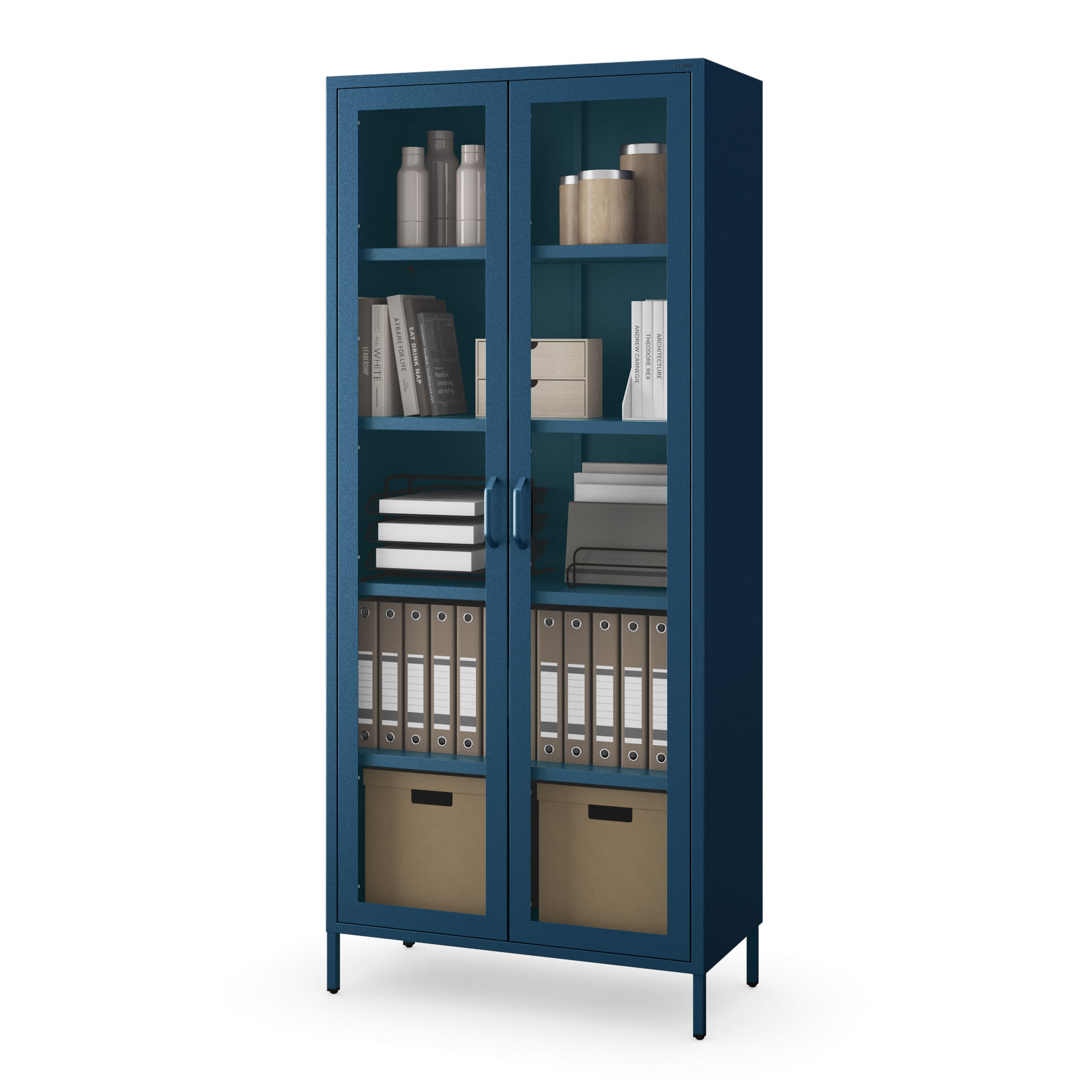 Vitrina living ANGELO 800 x 1850 x 450 mm, Modern: albastru inchis Vitrină living ANGELO 800 x 1850 x 450 mm, Modern: albastru închis