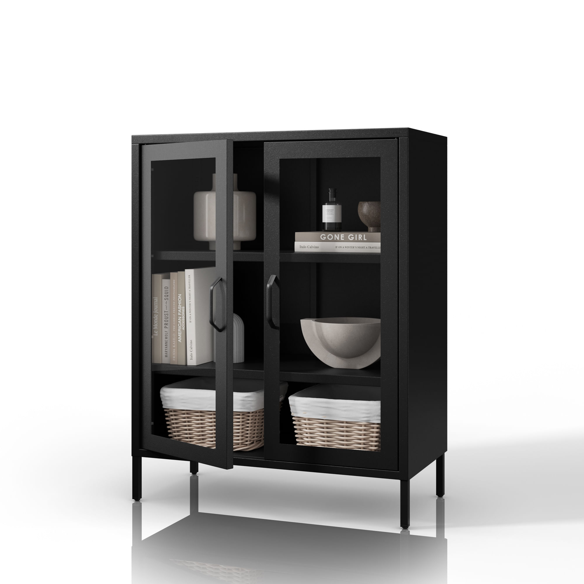 Vitrina joasa din sticla, neagra, GINA Modern 800 x 1015 x 400 mm Vitrină joasă din sticlă, neagră, GINA Modern 800 x 1015 x 400 mm