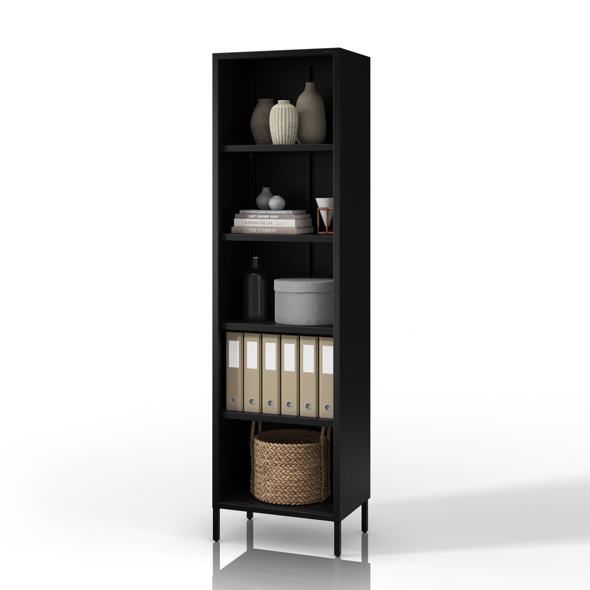 Etajera neagra metalica pentru carti MARIO Modern 500 x 1800 x 350 mm Etajeră neagră metalică pentru cărți MARIO Modern 500 x 1800 x 350 mm