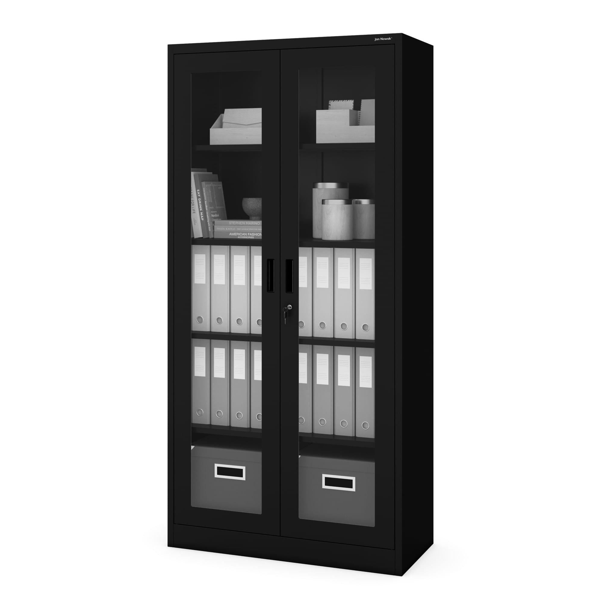 Dulap cu usi din sticla AMELIA 900 x 1850 x 400 mm, negru Dulap cu uși din sticlă AMELIA 900 x 1850 x 400 mm, negru