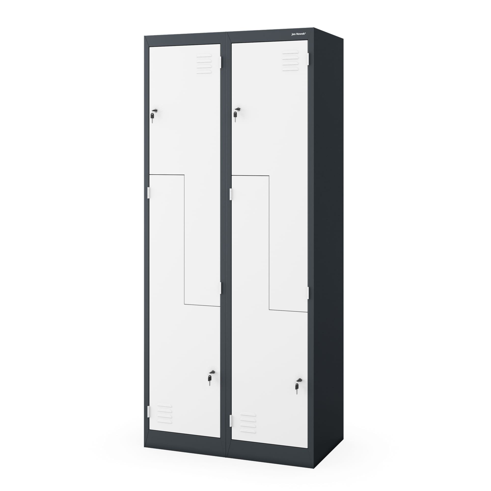 Dulap haine metalic tip L JULIA, 800 x 1850 x 450 mm, alb-antracit Dulap haine metalic tip L JULIA, 800 x 1850 x 450 mm, alb-antracit