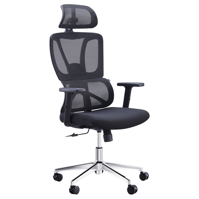 Scaun de birou pentru manager Aish pakoworld, material textil mesh, negru, 64x66x130cm Scaun de birou pentru manager Aish pakoworld, material textil mesh, negru, 64x66x130cm