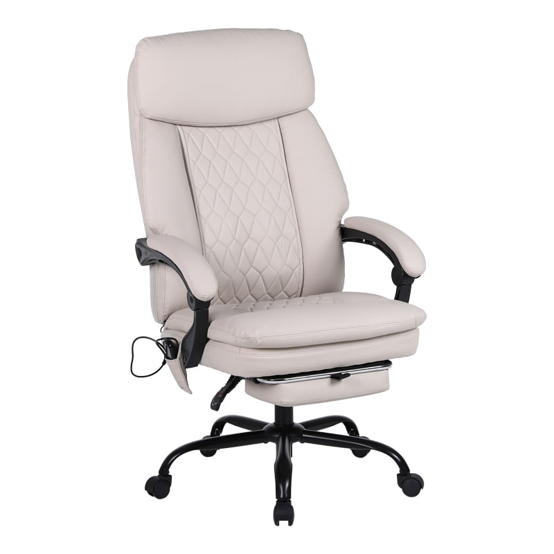 Scaun directorial Sedici Pakoworld cu mecanism de masaj - piele PU bej 72x63x115-123cm Scaun directorial Sedici Pakoworld cu mecanism de masaj - piele PU bej 72x63x115-123cm
