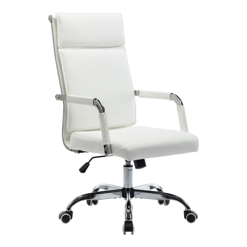 Scaun de birou executiv Mavel pakoworld din piele PU, nuanta alba, 55x62x100-110cm Scaun de birou executiv Mavel pakoworld din piele PU, nuanță albă, 55x62x100-110cm