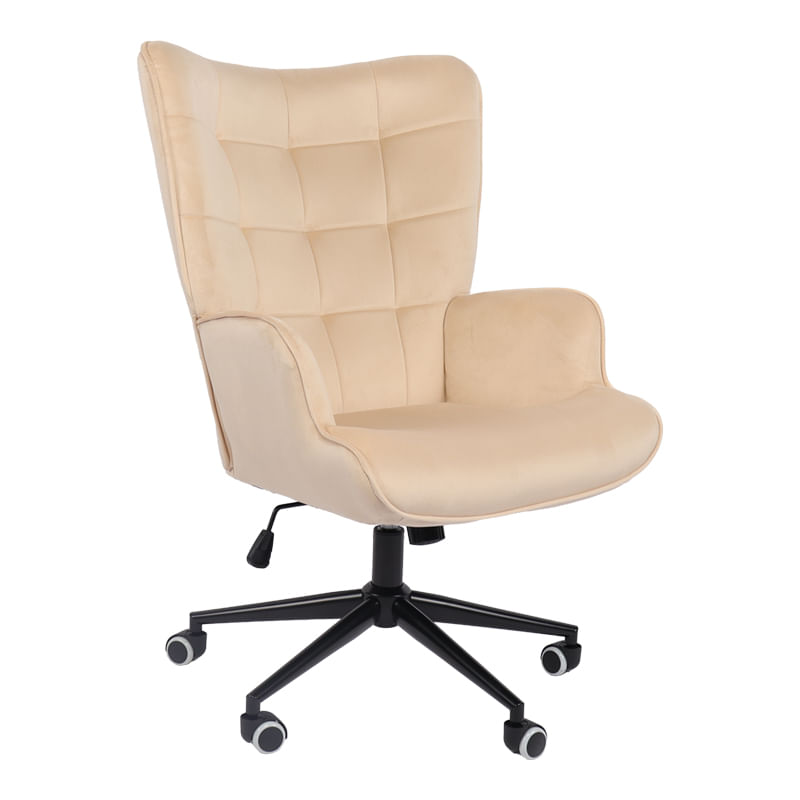 Scaun de birou executiv Lobima pakoworld, catifea crem, pivotant, 68x71x105-112cm Scaun de birou executiv Lobima pakoworld, catifea crem, pivotant, 68x71x105-112cm
