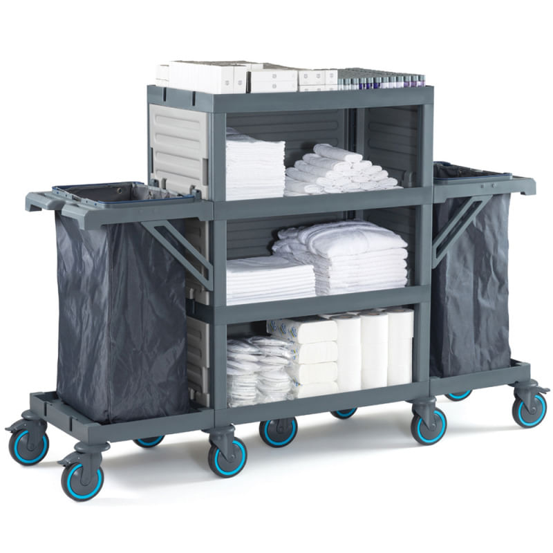 Carucior hotelier camerista multifunctional Dublu curatenie si lenjerie Carucior hotelier camerista multifunctional Dublu curatenie si lenjerie