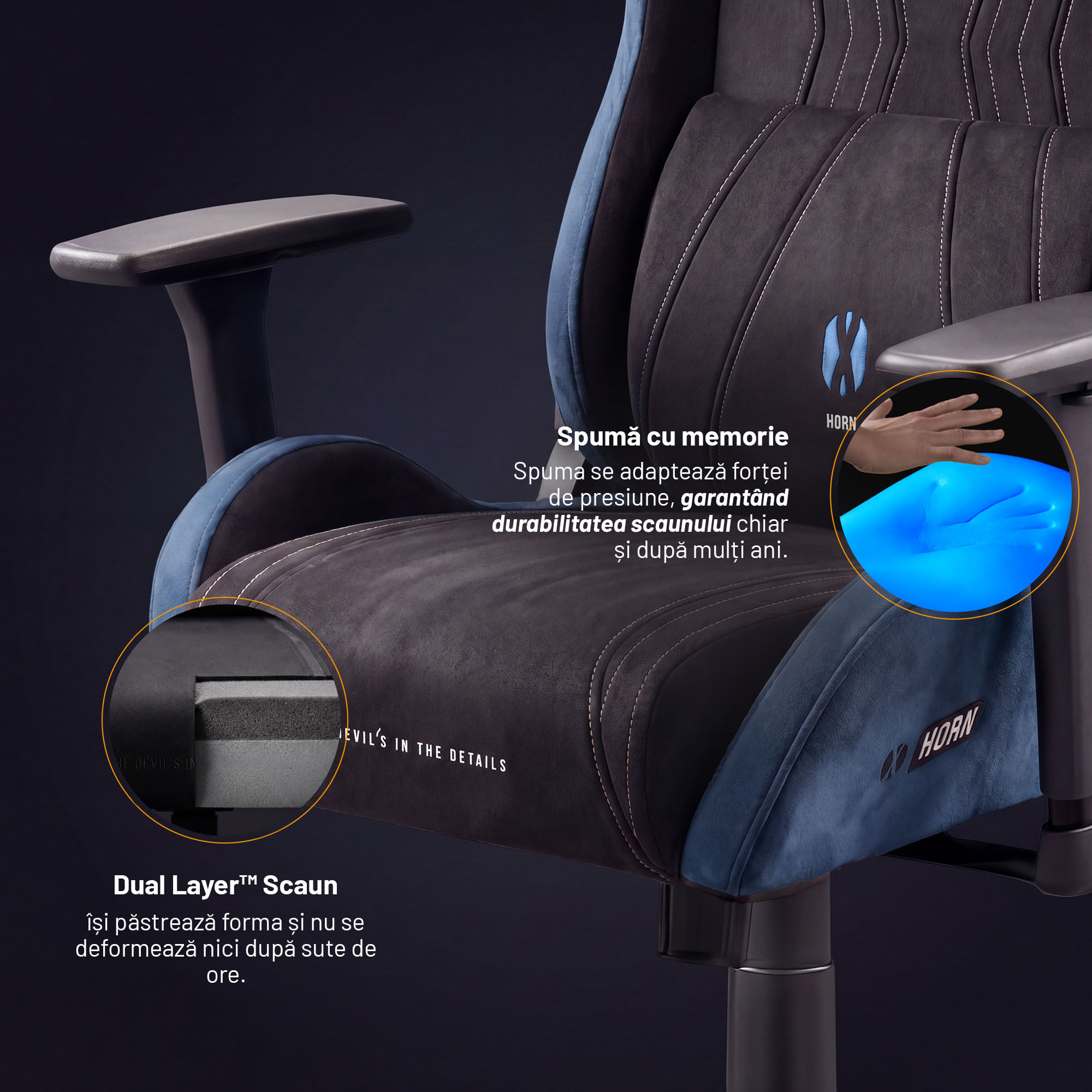 Scaun gaming textil negru-albastru Diablo X-Horn 2.0 Night Blue Normal Scaun gaming textil negru-albastru Diablo X-Horn 2.0 Night Blue Normal